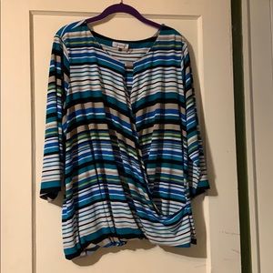 Calvin Klein 3/4 sleeve Faux Wrap Blouse
